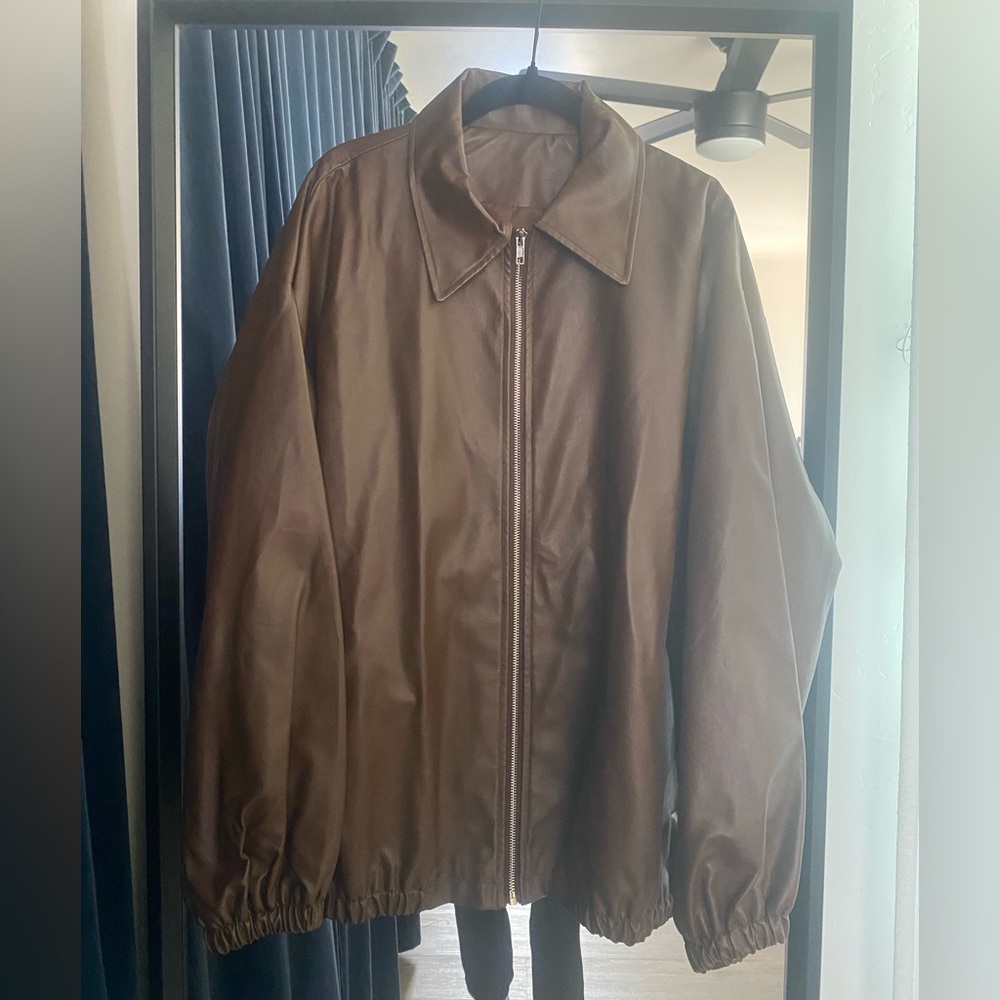 Brown Faux Leather Jacket